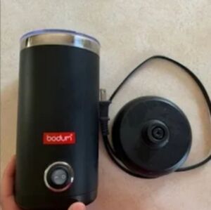 Bodum Black Milk Frother with Silver Accents